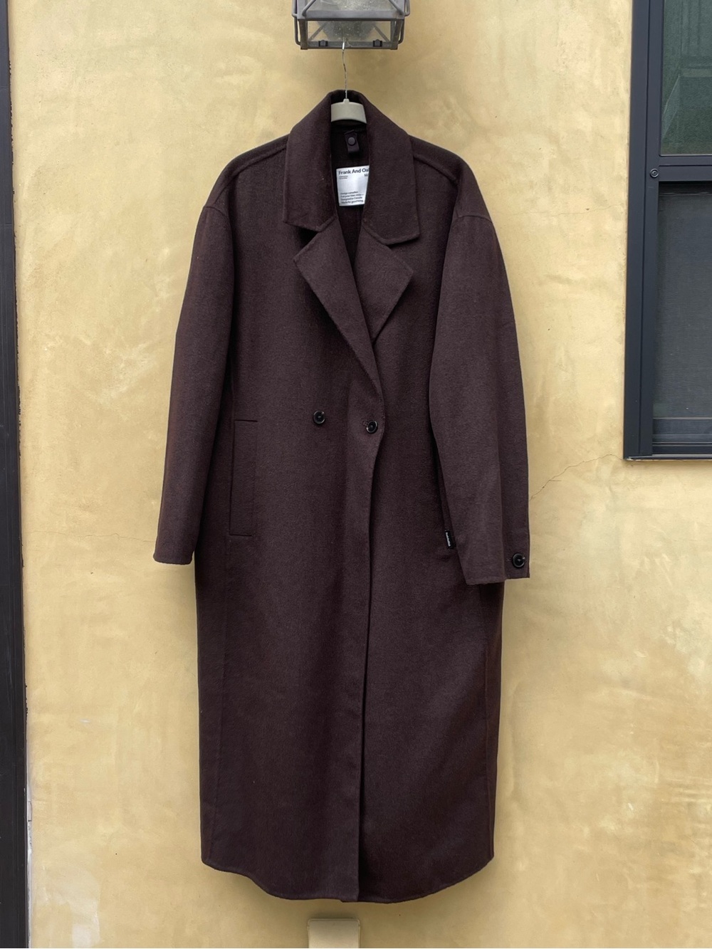 Frank & Oak Chocolate Brown Long Wool Pea Coat